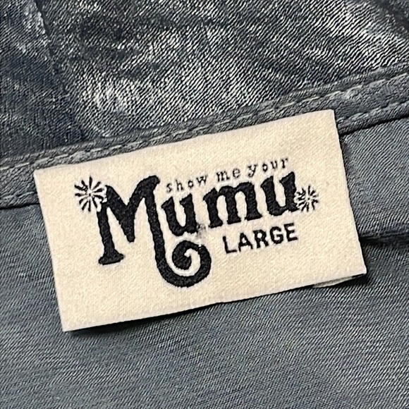 Show me your MuMu Womens Grey Mae Mu Tunic V-Neck Short Sleeve Top Size Large - Picture 8 of 10